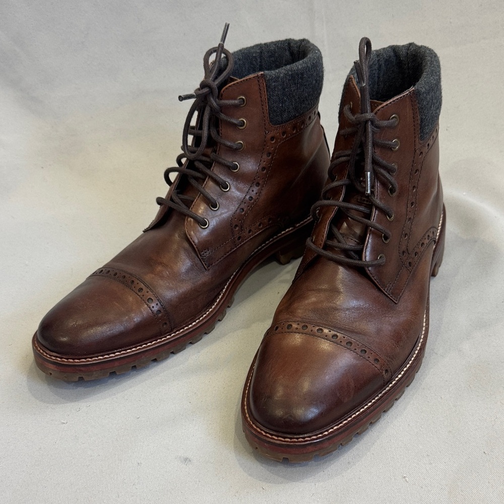 ✨ Johnston & Murphy 1850 “Karnes” Cap Toe Leather Boots | Size 10.5